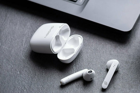 GoGEN Bar Earbud Bluetooth хендсфри Слушалки с Устойчивост на Пот и Кутийка за Зареждане Бял