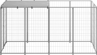 vidaXL Πάρκο Σκύλου 6,05τ.μ. από Μέταλλο σε Ασημί Χρώμα