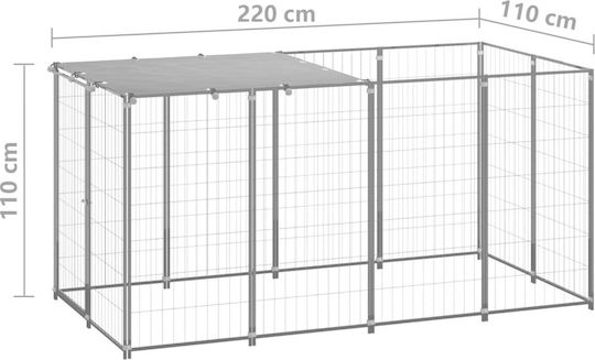 vidaXL Dog Park 6.05 sqm Made of Metallic Material in Silver Colour 220 x 110 x 110 cm 2.42 sqm