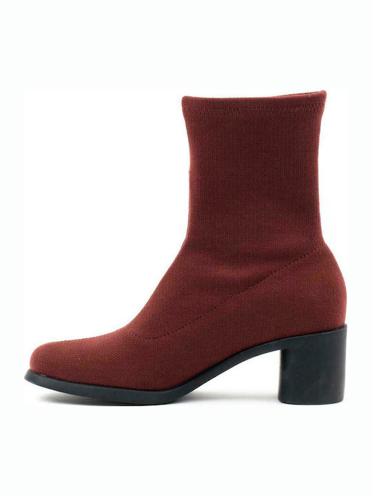 Camper Women's Ankle Boots with Medium Heel Burgundy