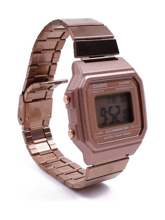 Casio Vintage Edgy Digital Ceas Barbati 41.2mm Cronograf Baterie cu Brățară din Metal Rose Gold