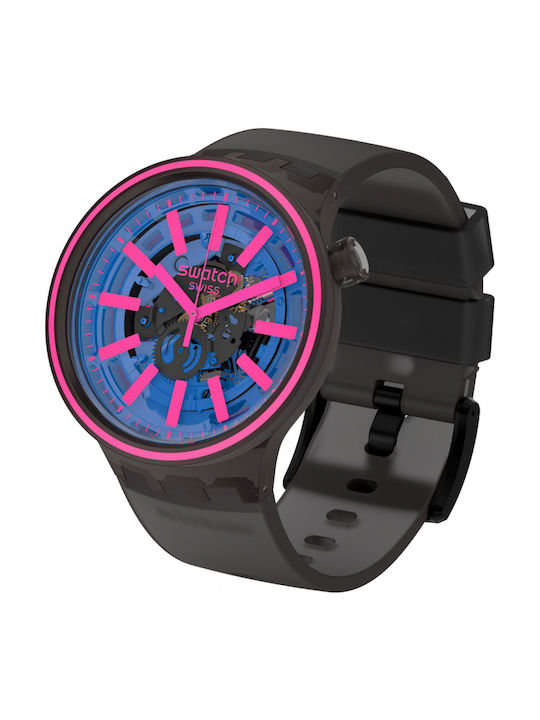 Swatch Big Bold Men's Watch 47mm Battery with Black Rubber Strap