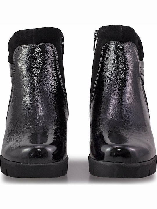 Leder Stiefeletten Damen Schwarz