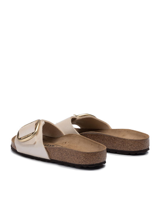 Madrid Big Buckle Birko-Flor Women's Anatomic Sandals Graceful Pearl White Narrow Fit