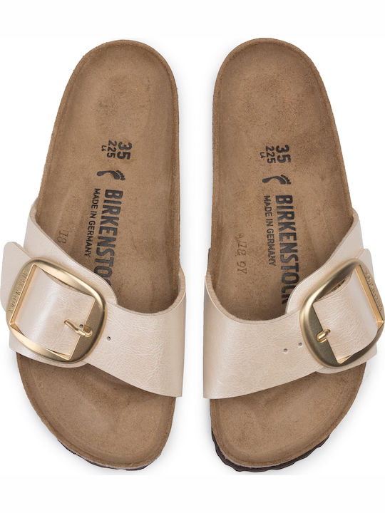 Madrid Big Buckle Birko-Flor Women's Anatomic Sandals Graceful Pearl White Narrow Fit