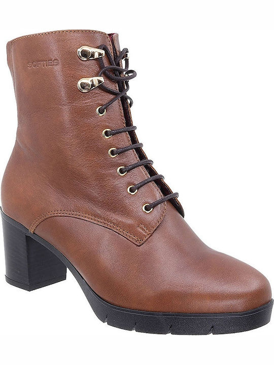 Leather Women's Ankle Boots Tabac Brown