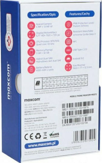 MaxCom MS572 Dual SIM (3/32GB) Ανθεκτικό Smartphone Μαύρο