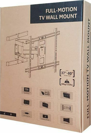 Brateck LPA61-466 Βάση Τηλεόρασης Τοίχου με Βραχίονα έως 80" και 60kg