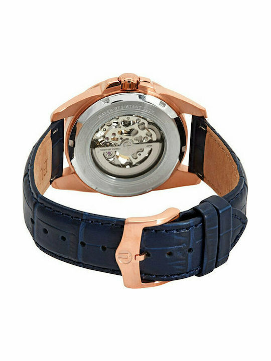 Bulova Sutton Ανδρικό Ρολόι 43mm Αυτόματο με Μπλε Δερμάτινο Λουράκι