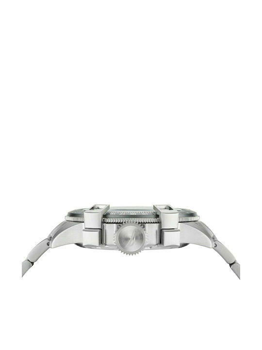 Nautica Men's Watch 46mm Chronograph Battery with Silver Metal Bracelet