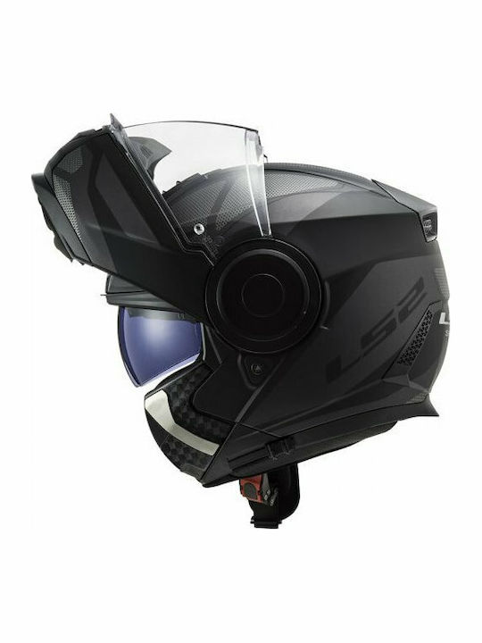 LS2 Scope FF902 Axis Black/Titanium Motorcycle Helmet Flip-Up ECE 22.05 1650gr with Sunvisor