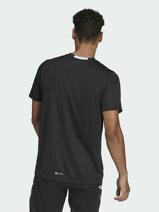 Adidas Aeroready Designed Movement Αθλητικό Ανδρικό T-shirt Μαύρο με Λογότυπο