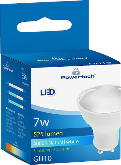 Powertech LED Bulb 7W for Socket GU10 Natural White 525lm