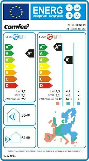 Comfee Comfee AF-18HRFN8-IN Κλιματιστικό Inverter 18000 BTU A++/A+