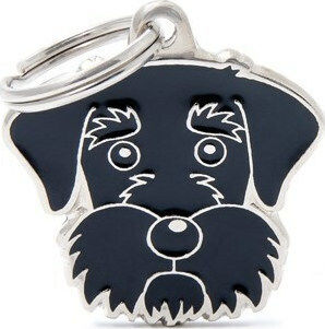 My Family Friends Schnauzer Dog ID Tag Black Metal Personalized