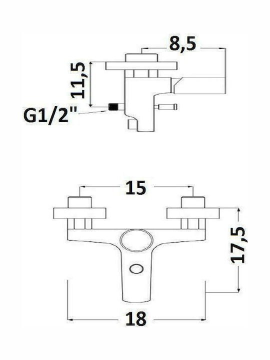 Orabella Gamma Chrome Mixing Bathtub Shower Faucet Complete Set Silver