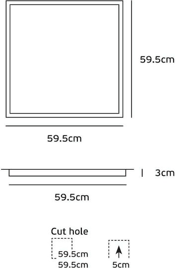 VK Lighting Χωνευτό LED Panel 60x60εκ.