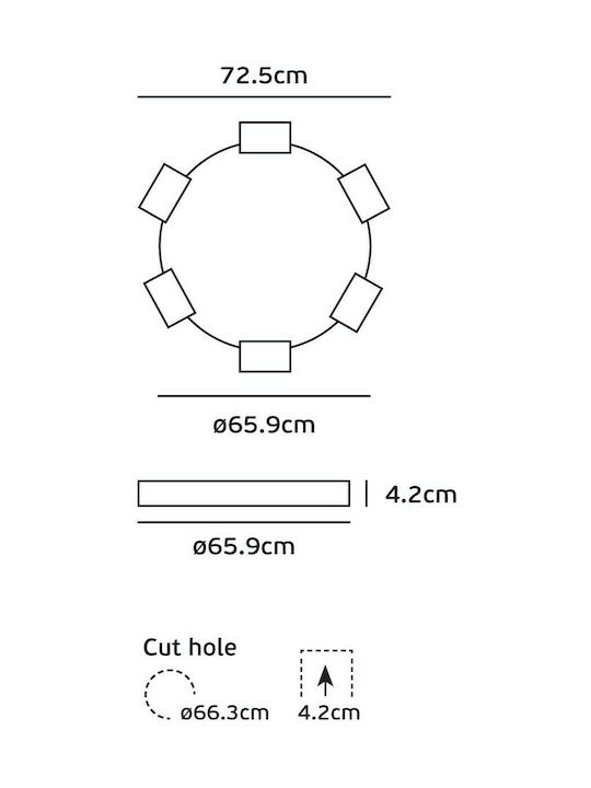 VK Lighting Round Recessed LED Panel 60W with Warm White Light 3000K 72.5cm