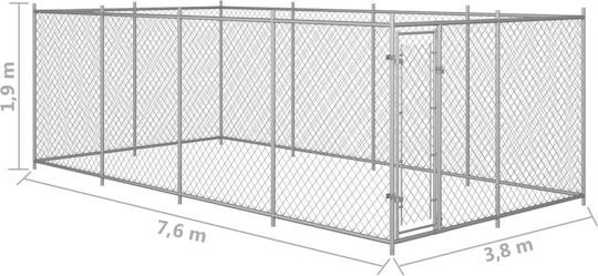 vidaXL Металик Парк За Кучета 800x400x200см Сребрист