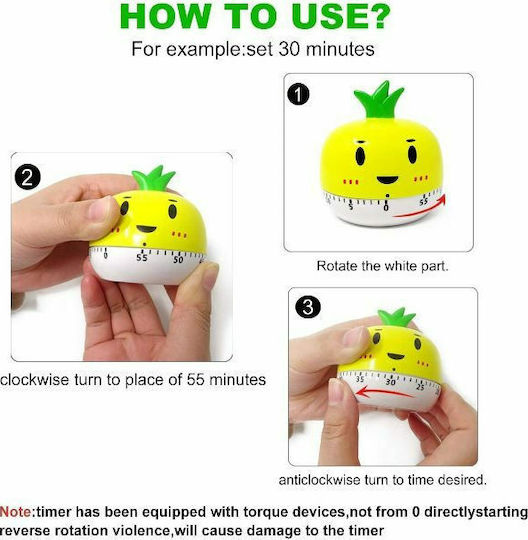 Αναλογικό Χρονόμετρο Κουζίνας Pineapple Αντίστροφης Μέτρησης