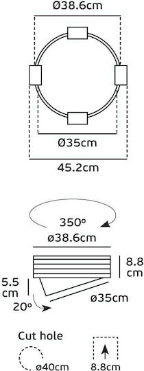 VK Lighting Rund Vertieft LED Panel 30W mit Natürliches Weiß Licht 4000K