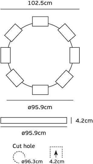VK Lighting Rund Vertieft LED Panel 114W mit Natürliches Weiß Licht 4000K
