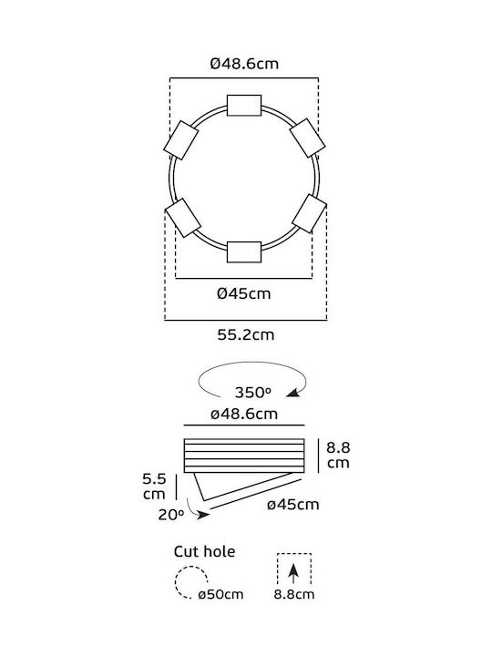 VK Lighting Round Recessed LED Panel 40W with Warm White Light 3000K 48.6cm