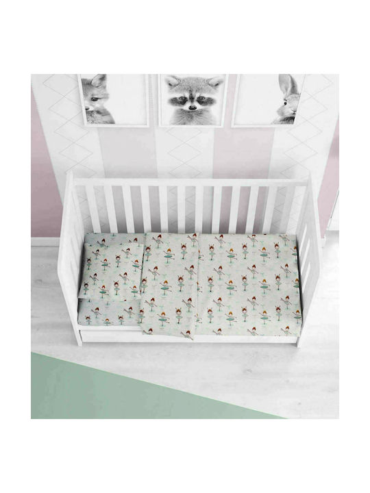 Dimcol Ballerina Baby Sheet Cradle Flannel Green 80x110cm