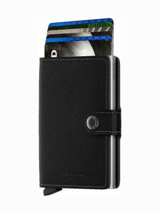 Miniwallet Original Leather Men's Wallet Cards with RFID and Slide Mechanism Black