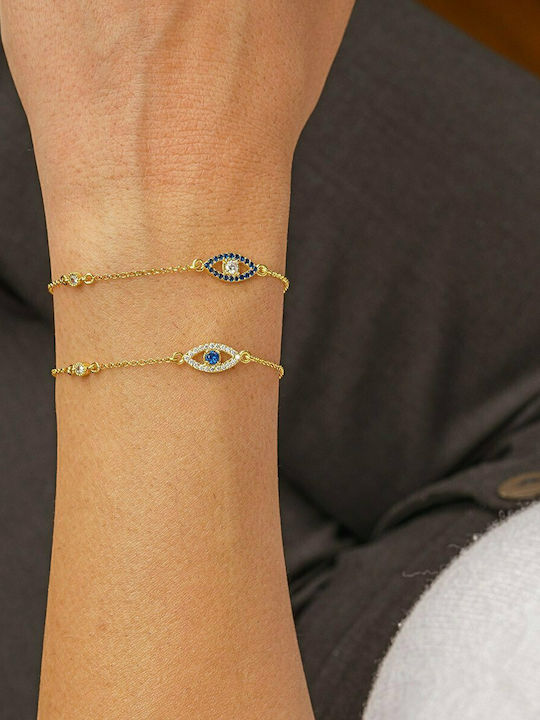 Excite-Fashion Bracelet Chain Grecian Chic with design Eye made of Silver Gold Plated with Zircon