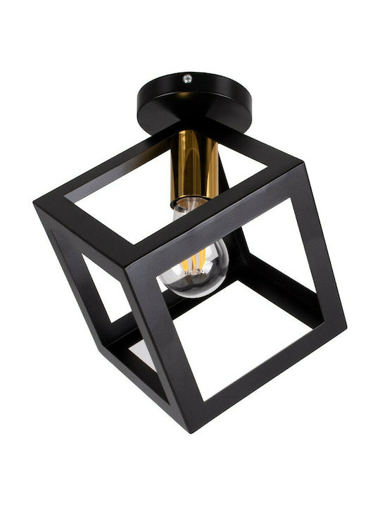 GloboStar Cube Ceiling Mount Light 25cm Black with Socket E27