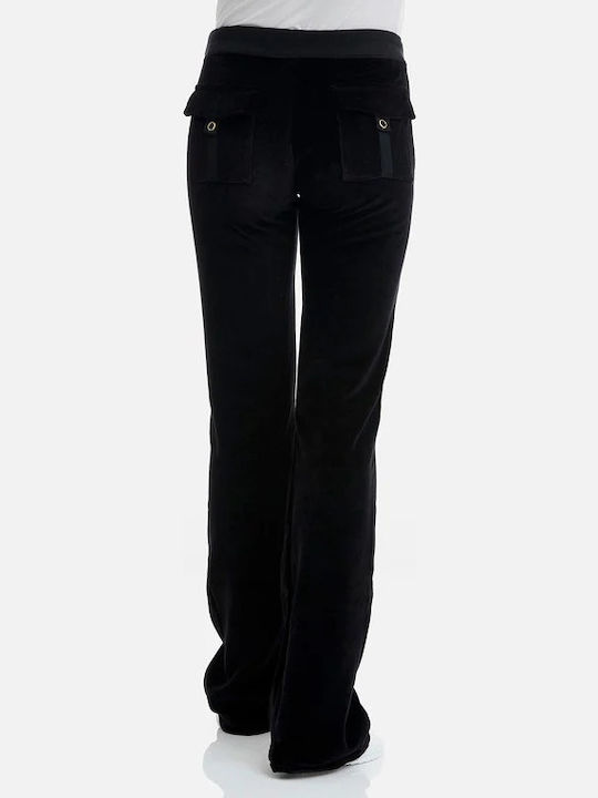 Sweatpants Flared Velvet Black