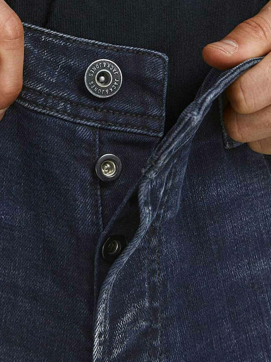 Men's Jeans Pants Elastic with Slim Straight Fit Navy Blue