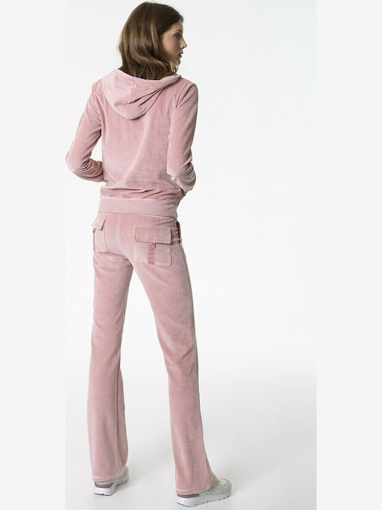 Basic Velveteen Sweatpants Flared Velvet Pink