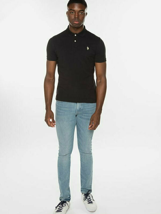 Men's Short Sleeve Blouse Polo Black
