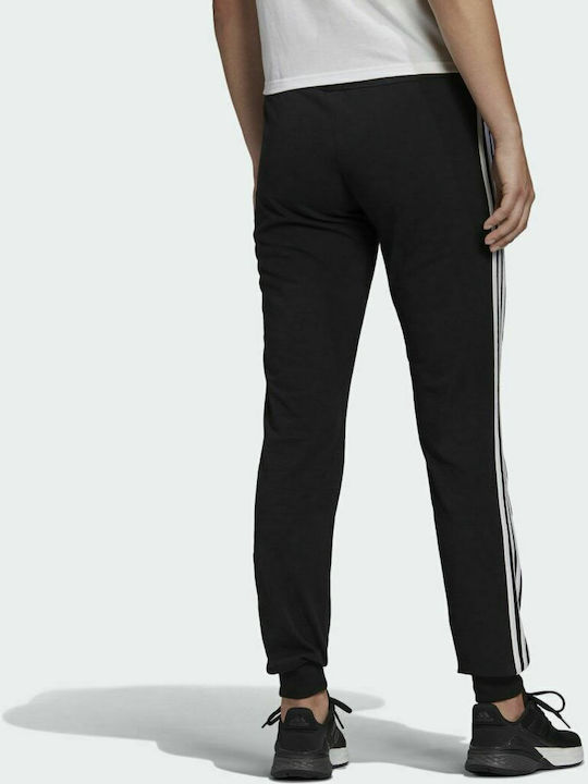 Adidas Essential 3-Stripes Ψηλόμεσο Παντελόνι Γυναικείας Φόρμας με Λάστιχο Μαύρο