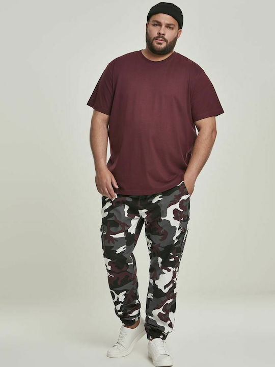 Trousers Cargo Elastic in Regular Fit Camo Wine