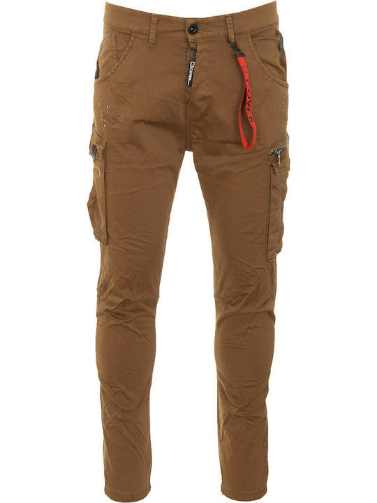 Elvis Pantaloni Cargo Elastici Cu Fit Skinny Tabac