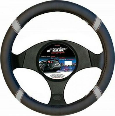 Simoni Racing Car Steering Wheel Cover Cross with Diameter 37-39cm Leatherette Gray