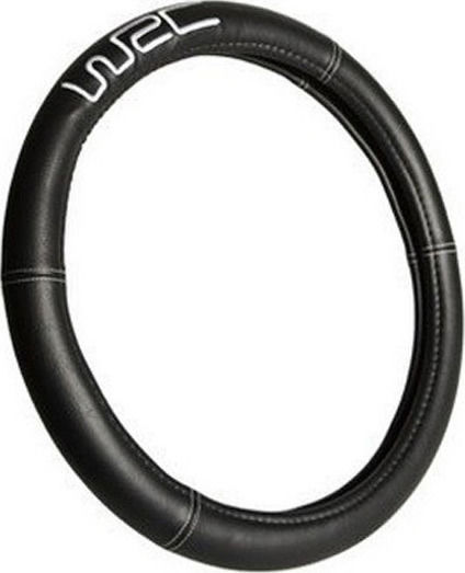 WRC Κάλυμμα Τιμονιού Αυτοκινήτου Steering Wheel Cover με Διάμετρο 35-38εκ. από Δερματίνη Μαύρο
