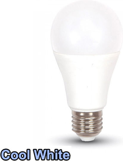 V-TAC VT-2015 Λάμπα LED 15W 130mm για Ντουί E27 και Σχήμα A65 Ψυχρό Λευκό 1350lm