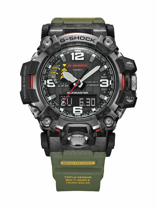 Casio G-Shock Mudmaster Men's Watch 55mm Solar with Green Rubber Strap