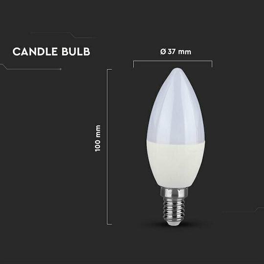 V-TAC VT-268 Λάμπα LED 7W 102mm για Ντουί E14 Θερμό Λευκό 600lm