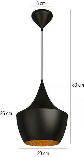 Fylliana 233 Hängelampe Schwarz Glocke mit Fassung E27 23x80cm.