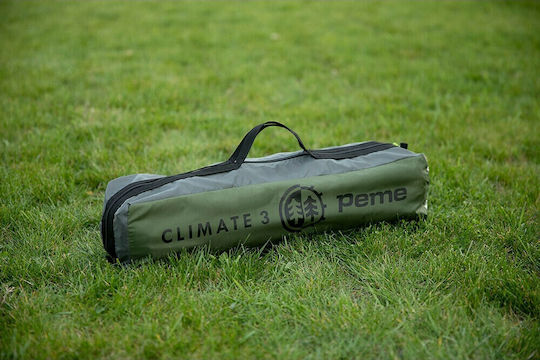 Peme Climate 3 Camping Tent Igloo Mountaineering Khaki with Double Cloth 4 Seasons for 3 People Waterproof 3000mm 310x180x120cm