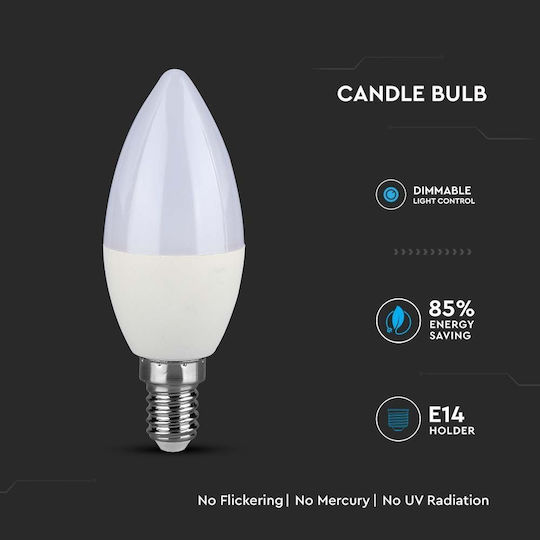 V-TAC LED Bulb 5.5W for Socket E14 and Shape C37 Natural White 470lm Dimmable