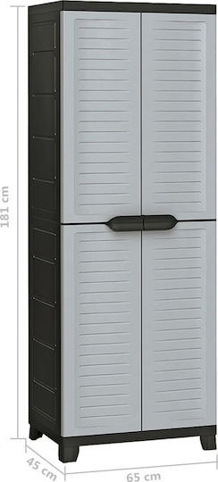 Zweiflügeliger Schrank Kunststoff mit 4 Regale Grey 65x45x181cm