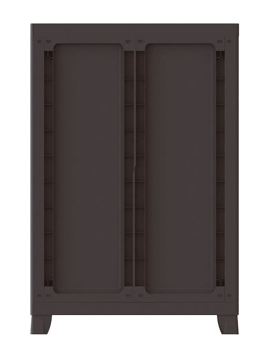 Double Door Wardrobe Plastic with 2 Shelves Grey 65x45x97cm