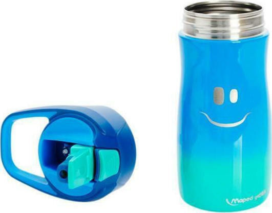 Maped Kinderflasche Rostfreier Stahl mit Strohhalm Blau 430ml