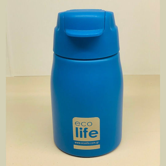Ecolife Παιδικό Παγούρι Ανοξείδωτο με Καλαμάκι Μπλε 400ml